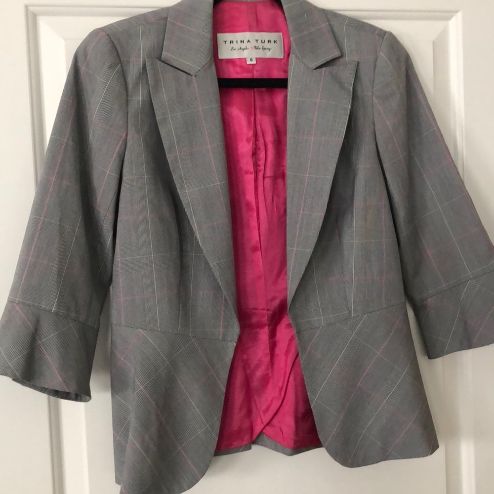 Trina Turk blazer in houndstooth plaid
